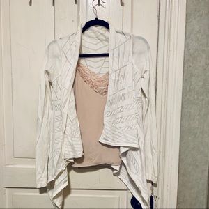 ADD ON $5 - White Open Front Cardigan w/ Pointelle Detailing